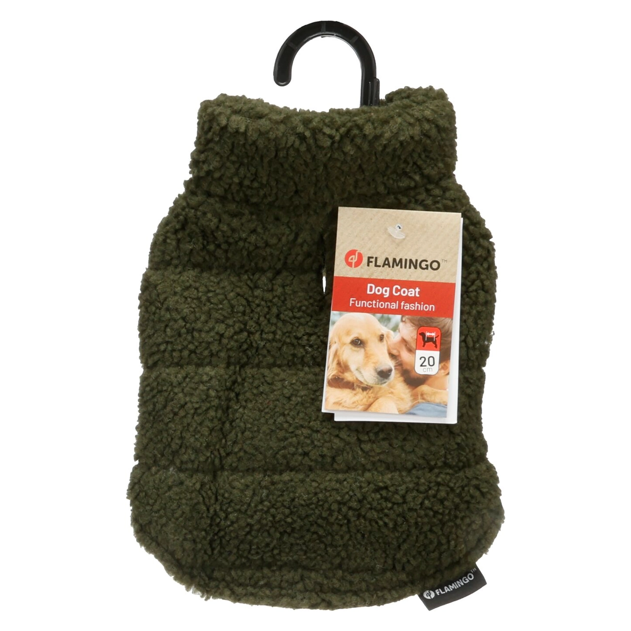 Flamingo Nado hundejakke grøn 20 cm - varm hundefrakke med fleece
